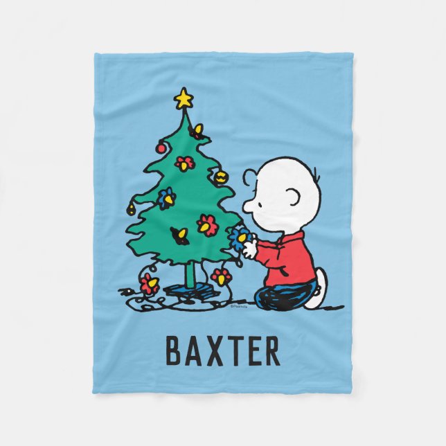 Cobertor De Velo Amendoins | Luzes de Natal Charlie Brown (Frente)