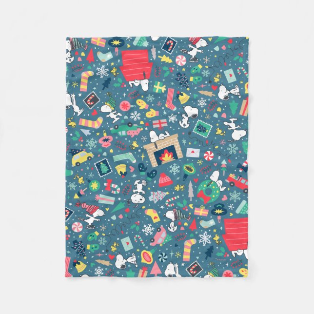 Cobertor De Velo Amendoins | Padrão de Férias Snoopy (Frente)