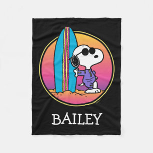 Cobertor De Velo Amendoins   Snoopy Beach Beagle