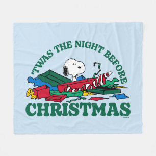 Cobertor De Velo Amendoins   Snoopy "Esta foi a noite antes do Nata