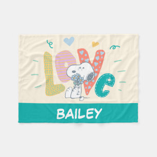 Cobertor De Velo Amendoins   Snoopy Flower Love