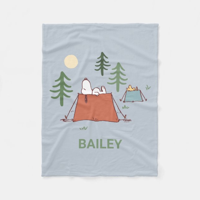 Cobertor De Velo Amendoins | Snoopy & Woodstock | Adicione seu nome (Frente)