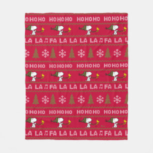 Cobertor De Velo Amendoins Snoopy & Woodstock Christmas Sweater