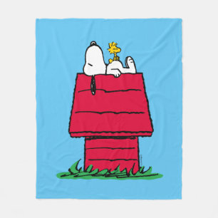 Cobertor De Velo Amendoins   Snoopy & Woodstock Doghouse