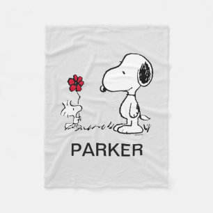 Cobertor De Velo Amendoins Snoopy & Woodstock Vermelho e Preto