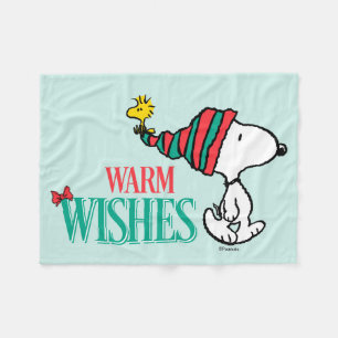 Cobertor De Velo Amendoins   Snoopy & Woodstock Warm Wish