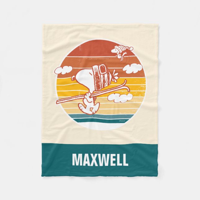 Cobertor De Velo Amendoins | Triagem de Esqui de Snoopy & Woodstock (Frente)