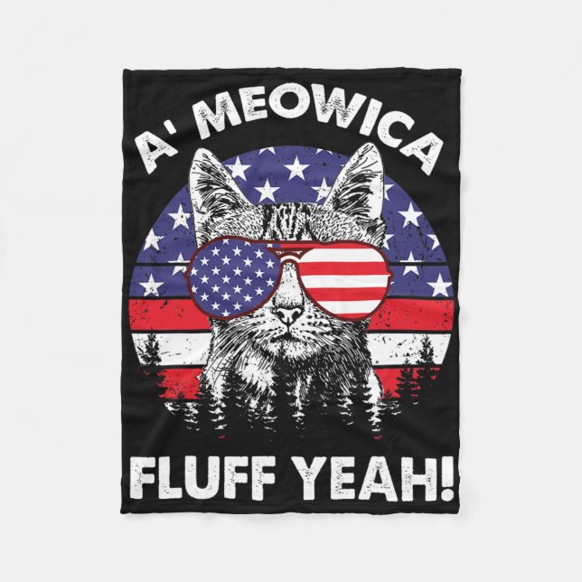 Cobertor De Velo A'meowica Fluff Sim Patriótico Americano 4º De Jul (Frente)