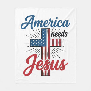 Cobertor De Velo América Precisa de Jesus Camisa Patriótica da Cruz