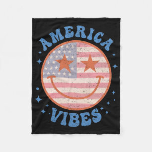 Cobertor De Velo América Vibes Feliz Rosto Sorria Bandeira American