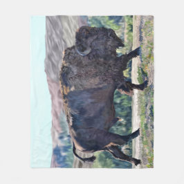 Cobertor De Velo American Bison Roaming no Grassland Setting