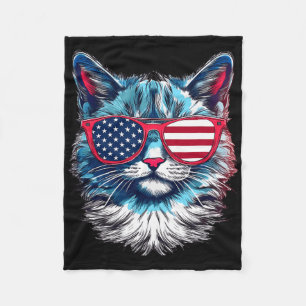 Cobertor De Velo American Cat Sungles Usa Flag 4 De Julho Cat Grap
