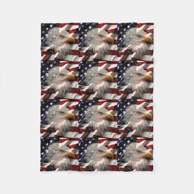 Cobertor De Velo American Eagle Flag Fleece Blanket (Frente)
