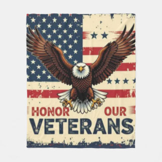 Cobertor De Velo American Eagle Honor Our Veterans Fleece Blanket