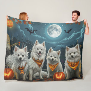 Cobertor De Velo American Eskimo Halloween Spooky