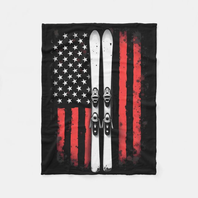 Cobertor De Velo American Flag Alpino Skiier (Frente)