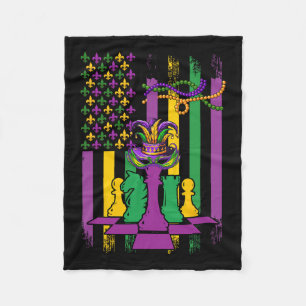 Cobertor De Velo American Flag Mardi Gras Chess Player Team Funny P