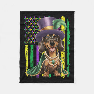 Cobertor De Velo American Flag Mardi Gras Dachshund Dog Festival Lo