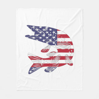 Cobertor De Velo American Flag Patriotic Pike Fisherman Gift Musky