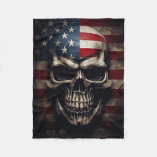 Cobertor De Velo American Flag Skull