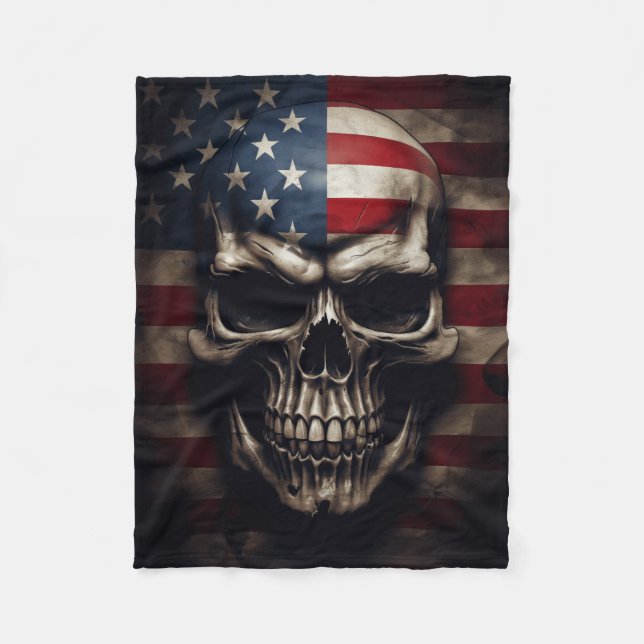 Cobertor De Velo American Flag Skull (Frente)