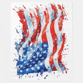 Cobertor De Velo American Flag USA Watercolor 4 de julho