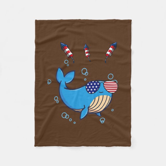 Cobertor De Velo American Flag Whale 4 de julho  (Frente)