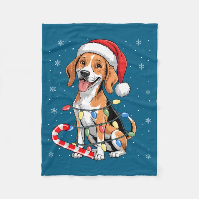 Cobertor De Velo American Foxhound Dog Ugly Christmas Candy Cane Tr (Frente)