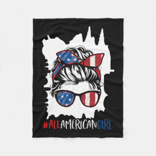 Cobertor De Velo American Girl 4 de julho Shirt Usa Flag Patriotic