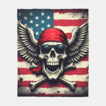 American Rebel Skull Fleece Blanket