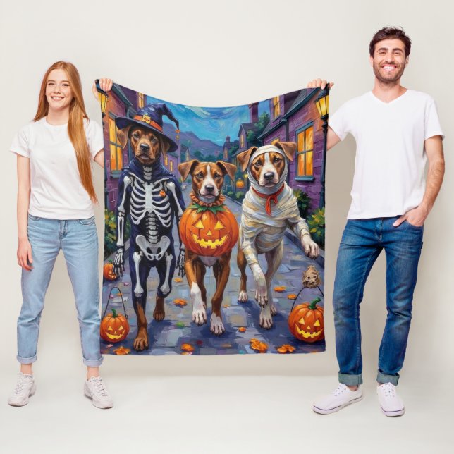 Cobertor De Velo American Staffordshire Terrier Dogs Halloween (In Situ)