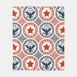 Cobertor De Velo Americana Heritage Eagle Medallion -Navy Red Cream