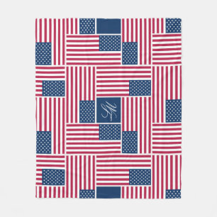 Cobertor De Velo Americana Monograma Bandeira Americana Patriótica