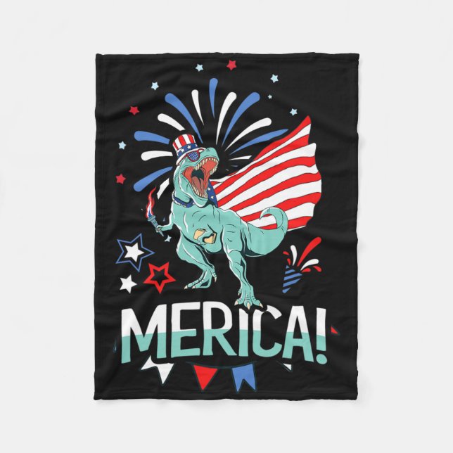 Cobertor De Velo Amerisauro Rex American Flag Independence Day (Frente)