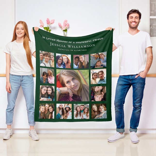 Cobertor De Velo Amigo Lembrança Collage Green Fleece Blanket (Criador carregado)