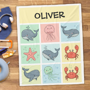 Cobertor De Velo Amigos Caprichosos do Oceano Desenhos