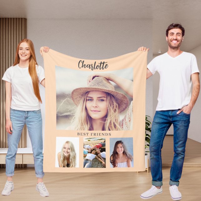 Cobertor De Velo Amigos da colagem de fotos de pêssego (Criador carregado)