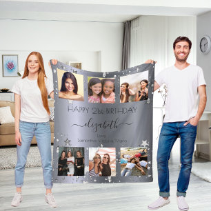 Cobertor De Velo Amigos de prata de colagem de fotos personalizadas