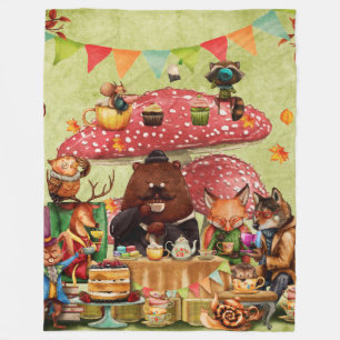 Cobertor De Velo Amigos de Woodland em Teatime em Floresta