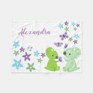 Cobertor De Velo Amigos do Dinossauro Floral Personalizado