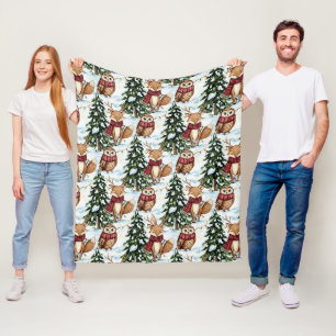 Cobertor De Velo Amigos Fofos da Floresta de Inverno – Animais de F