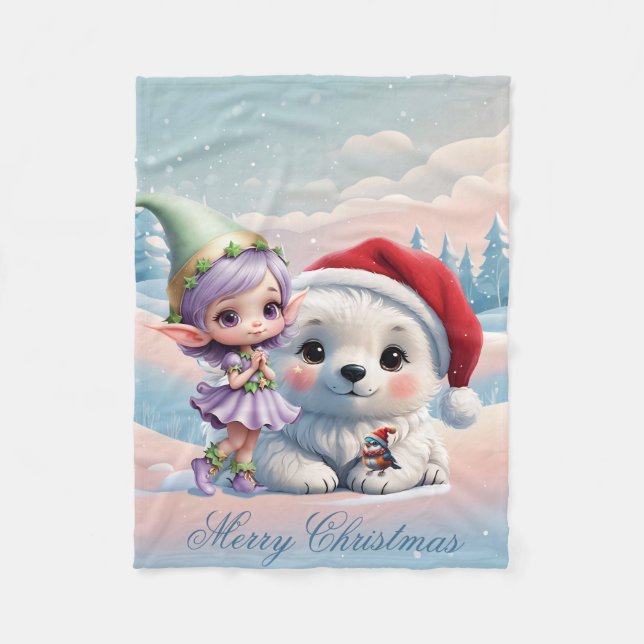 Cobertor De Velo Amigos num mundo de fantasia. (Frente)