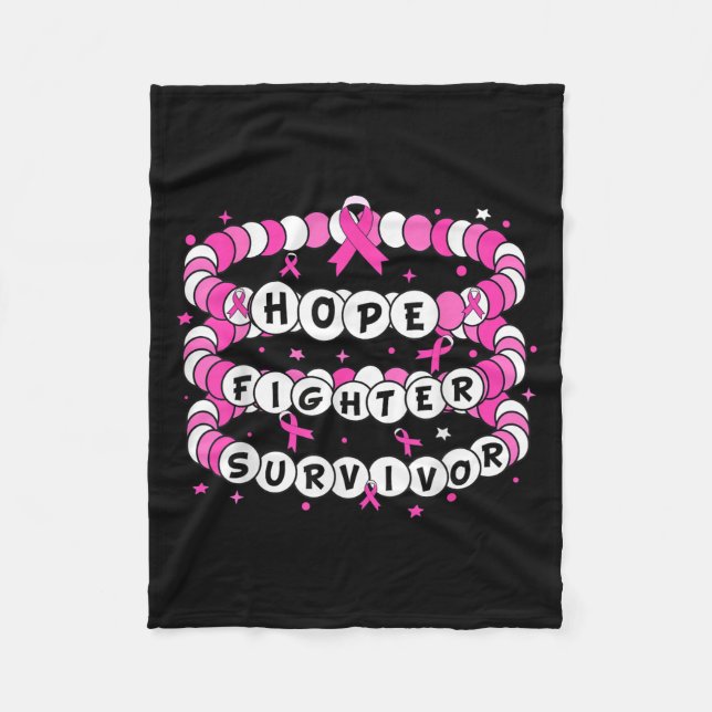 Cobertor De Velo Amizade de Cancer de Mama Rosa Sobrevivente Espera (Frente)