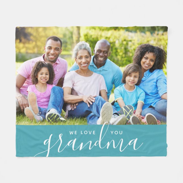 Cobertor De Velo Amo-Te, Avó, Dia de as mães Personalizado De Fotog (Frente (Horizontal))
