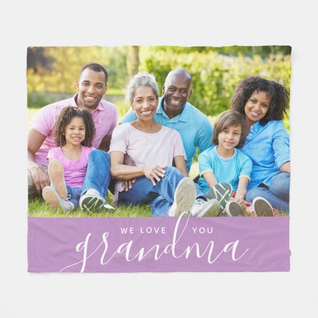 Cobertor De Velo Amo-Te, Avó, Dia de as mães Personalizado De Fotog (Frente (Horizontal))