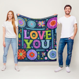 Cobertor De Velo Amo-te, design de colheita colorido.