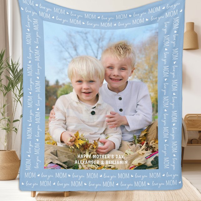 Cobertor De Velo Amo-te, MÃE Personalizada Foto Moderna (Criador carregado)