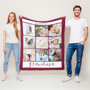Cobertor De Velo Amo-Te Vovó Foto Personalizada Presente Vermelho B