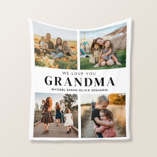 Cobertor De Velo Amo-Te Vovó Personalizada 4 Colagem Fotográfica