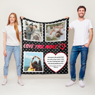 Cobertor De Velo "Amo Você Mais" Foto e Coração de Poema de Amor